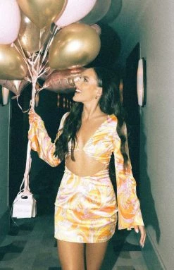 Emma Rose X Beginning Boutique Libra Yellow Print Dress