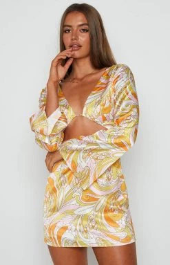 Emma Rose X Beginning Boutique Libra Yellow Print Dress