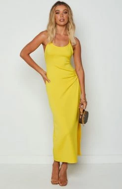 BB Exclusive Lila Yellow Midi Dress