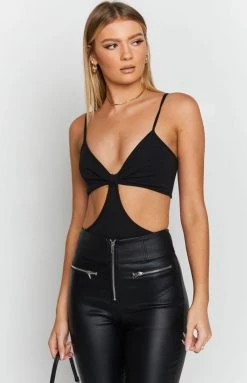 Beginning Boutique Lille Side Cut Out Knit Bodysuit Black 19 Beginning Boutique Lille Side Cut Out Knit Bodysuit Black