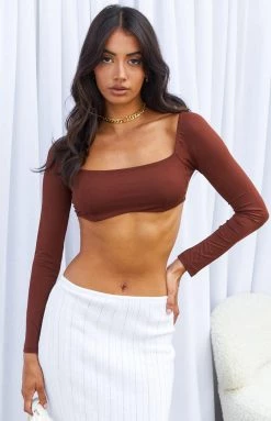 Beginning Boutique Linie Brown Long Sleeve Top