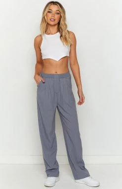 Lioness Agyness Slate Pinstripe Pant New 10 Lioness Agyness Slate Pinstripe Pant New