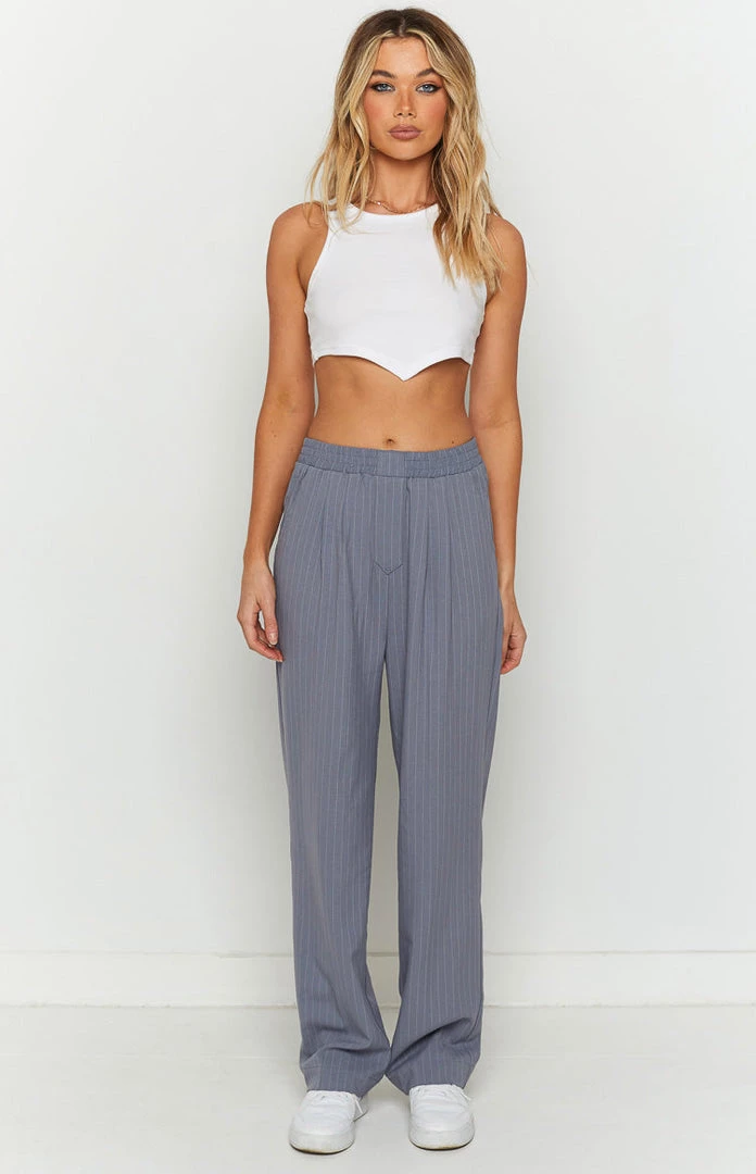 Lioness Agyness Slate Pinstripe Pant New 6 Lioness Agyness Slate Pinstripe Pant New