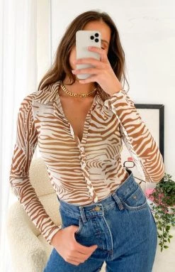 Tops Lioness Collins Mesh Top Brown
