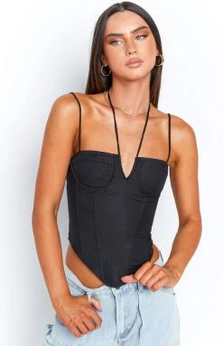 Tops Lioness Del Gato Black Corset Top