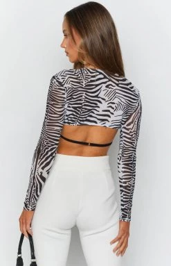Tops Lioness Gilda Crop Top Zebra