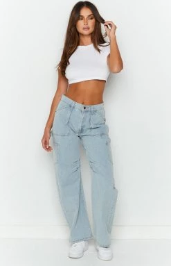 Lioness Miami Vice Denim Blue Pants Bottoms