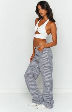 Bottoms Lioness Miami Vice Pant Navy Pinstripe 10 Bottoms Lioness Miami Vice Pant Navy Pinstripe