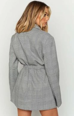 New Lioness Olympia Grey Check Blazer Dress