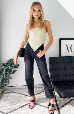 Lioness Pammy Denim Top Cream Tops