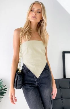 Lioness Pammy Denim Top Cream Tops