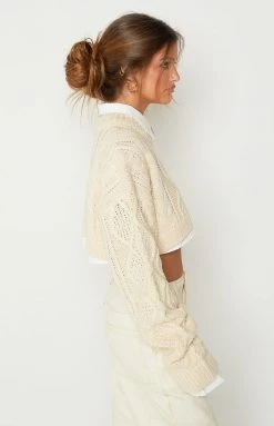 Lioness Sony Cream Knit Crop New