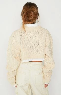 Lioness Sony Cream Knit Crop New