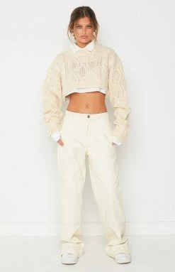 Lioness Sony Cream Knit Crop New