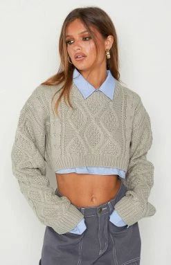 Lioness Sony Grey Knit Crop