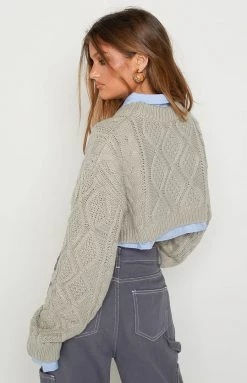 Lioness Sony Grey Knit Crop