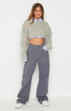 Lioness Sony Grey Knit Crop