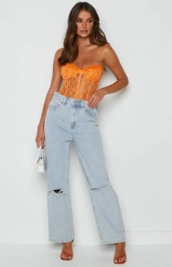 Lioness The Plaza Bustier Orange Tops
