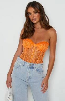 Lioness The Plaza Bustier Orange Tops