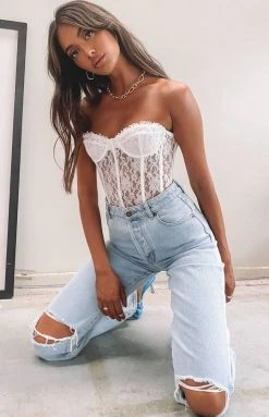 Lioness The Plaza Bustier White Tops