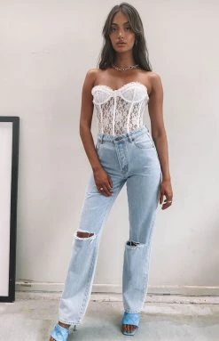 Lioness The Plaza Bustier White Tops