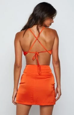 BB Exclusive Bottoms Lively Orange Satin Mini Skirt 25 BB Exclusive Bottoms Lively Orange Satin Mini Skirt