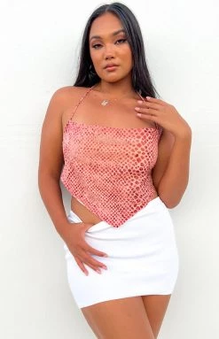 BB Exclusive Lizzie Pink Print Cowl Neck Top Tops