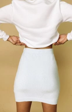 Beginning Boutique Bottoms Lola Knit Mini Skirt Blue