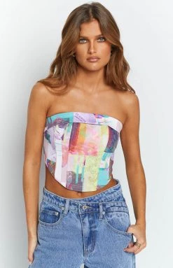 BB Exclusive Tops Lola Multi Print Strapless Corset Top