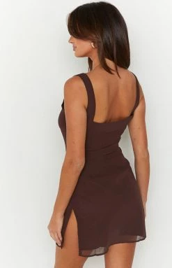 BB Exclusive Londyn Brown Mini Dress