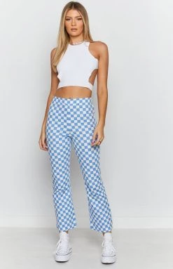 Beginning Boutique Bottoms Lorelai Check Pant Blue 12 Beginning Boutique Bottoms Lorelai Check Pant Blue