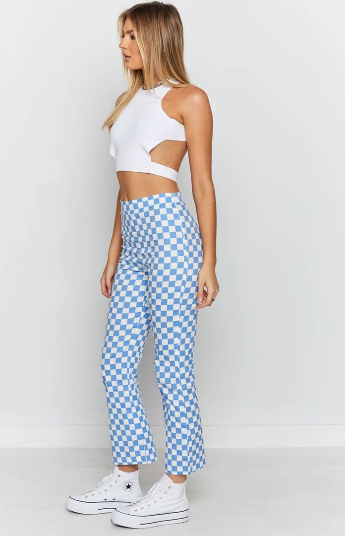 Beginning Boutique Bottoms Lorelai Check Pant Blue 6 Beginning Boutique Bottoms Lorelai Check Pant Blue