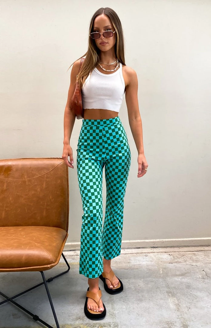Beginning Boutique Lorelai Check Pant Green Bottoms 4 Beginning Boutique Lorelai Check Pant Green Bottoms