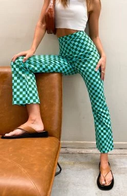 Beginning Boutique Lorelai Check Pant Green Bottoms