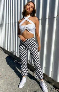 Beginning Boutique Bottoms Lorelai Check Pant Black