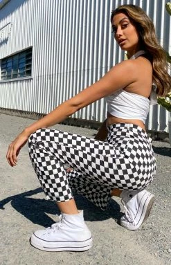 Beginning Boutique Bottoms Lorelai Check Pant Black