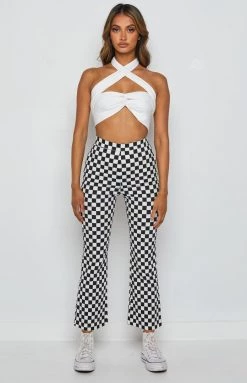 Beginning Boutique Bottoms Lorelai Check Pant Black