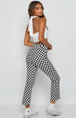 Beginning Boutique Bottoms Lorelai Check Pant Black