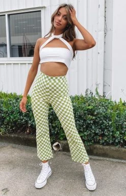 Beginning Boutique Lorelai Check Pant Light Green