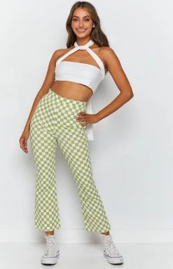 Beginning Boutique Lorelai Check Pant Light Green