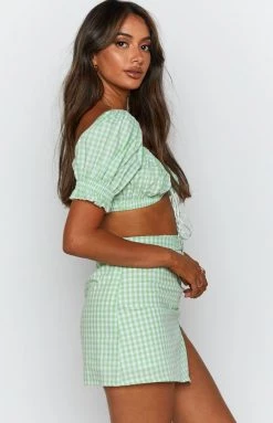 BB Exclusive Bottoms Loretta Mini Skirt Green Gingham
