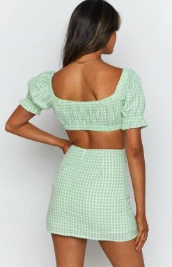 BB Exclusive Bottoms Loretta Mini Skirt Green Gingham