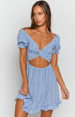 Beginning Boutique Lorna Cross Front Mini Dress Blue Dresses