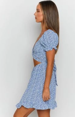 Beginning Boutique Lorna Cross Front Mini Dress Blue Dresses