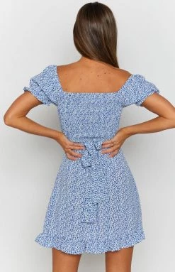 Beginning Boutique Lorna Cross Front Mini Dress Blue Dresses