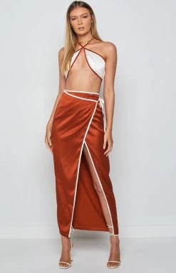 BB Exclusive Lou Wrap Maxi Skirt Brown Bottoms
