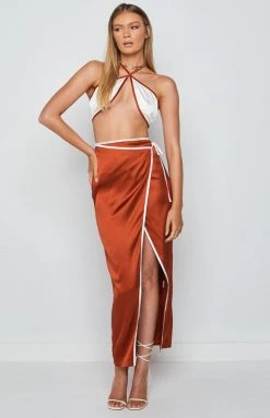 BB Exclusive Lou Wrap Maxi Skirt Brown Bottoms