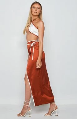 BB Exclusive Lou Wrap Maxi Skirt Brown Bottoms