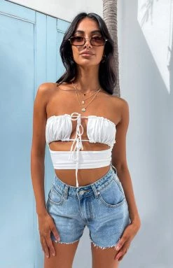 BB Exclusive Louisiana White Strapless Top New