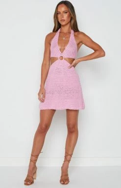 BB Exclusive Dresses Love Sick Pink Crochet Halter Mini Dress